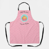 Roze Polka Dot Cupcake Keuken Gepersonaliseerd Schort (Voorkant)