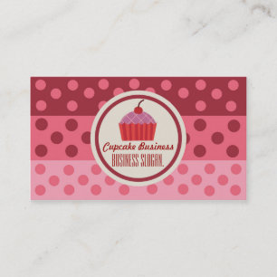 roze polka dot cupcake visitekaartjes