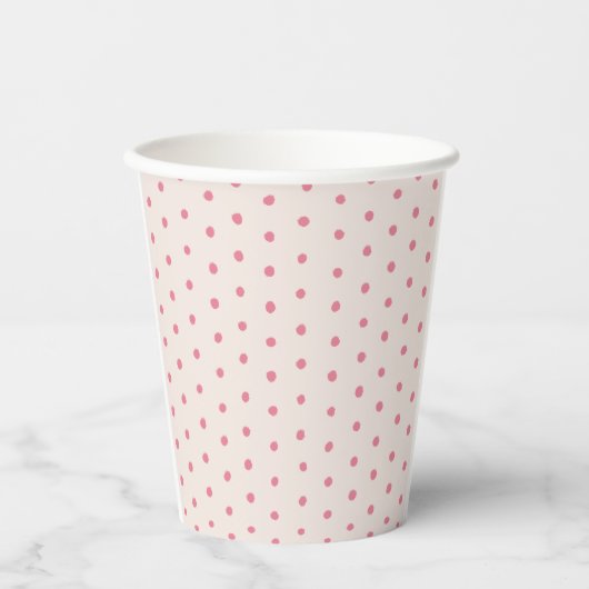 Roze Polka Dot Cups Papieren Bekers (Voorkant)
