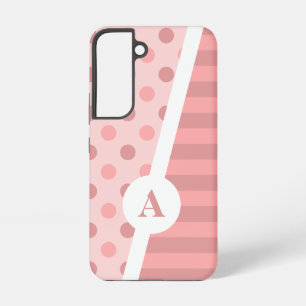  Roze Polka Dot en Stripe Pattern Samsung Galaxy Hoesje