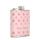 Roze Polka Dot Flask met Jouw naam Heupfles (Rechts)