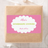 Roze Polka Dot Gepersonaliseerde zelfgemaakte cook Etiket (Insitu)