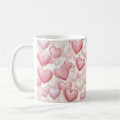 Roze Polka Dot Hartpatroon Koffiemok (Links)