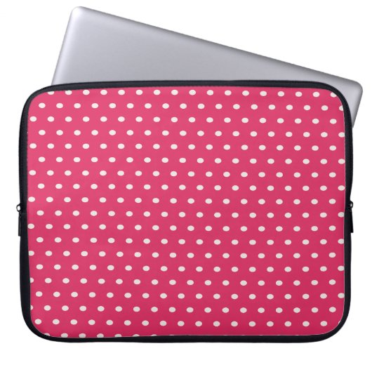 Roze Polka Dot Laptop Hoesje Sleeve (Voorkant)