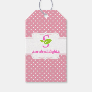 Roze polka-dot logo cadeaulabel