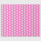Roze polka dot monogram cadeaupapier (Vlak)