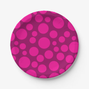 Roze polka dot papieren bordje