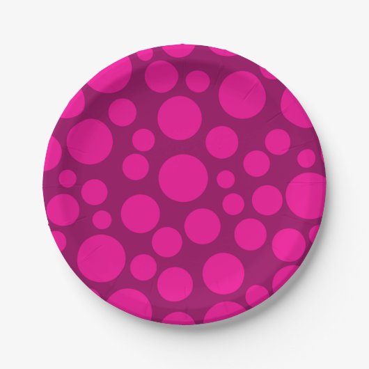 Roze polka dot papieren bordje (Voorkant)