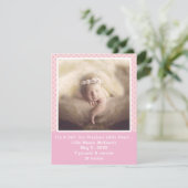 Roze Polka Dot Precious Pearl Baby Girl Aankondiging (Staand voorkant)