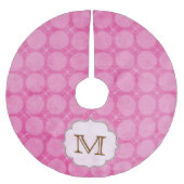 Roze Polka Dot Print Monogram Initialen boomrok Kerstboom Rok (Voorkant)