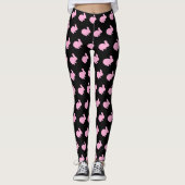 Roze Polka Dot Silhouette Bunny Rabbit Leggings (Voorkant)