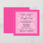 Roze Polka Dot Star van David Bat Mitzvah Square Kaart (Voorkant / Achterkant)