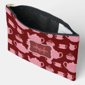 Roze Polka Dot Tea Set Burgundy Persoonlijk Etui (Open)