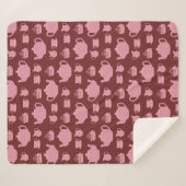 Roze Polka Dot Tea set on Burgundy Sherpa Deken (Voorkant (horizontaal))