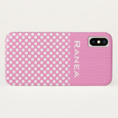 Roze Polka Dots Aangepaste Naam Telefoon Case (Achterkant (horizontaal))