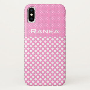 Roze Polka Dots Aangepaste Naam Telefoon Case