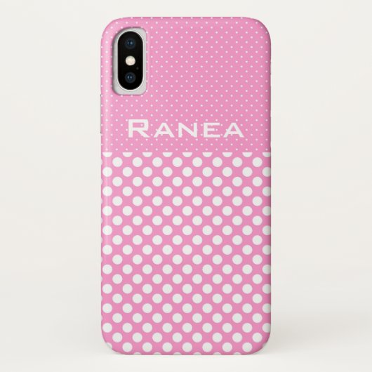 Roze Polka Dots Aangepaste Naam Telefoon Case (Achterkant)