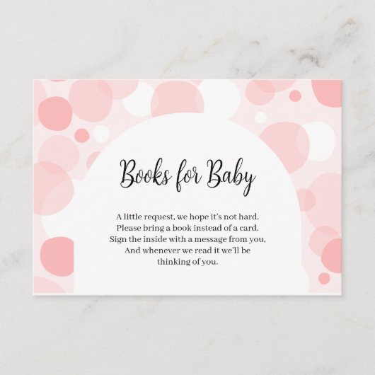 Roze Polka Dots boog Baby shower Boeken voor Baby Informatiekaartje (Voorkant)