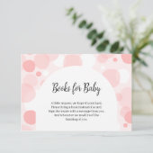 Roze Polka Dots boog Baby shower Boeken voor Baby Informatiekaartje (Staand voorkant)