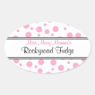 Roze Polka Dots-Business Logo Ovale Sticker