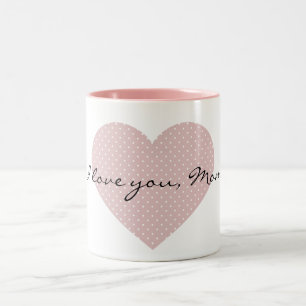 Roze Polka Dots Hart Tweekleurige Koffiemok