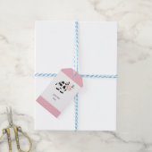 Roze Polka Dots Koe Gift Labels Cadeaulabel (Met Touw)