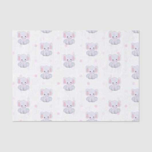 Roze Polka Dots Olifant Tissue Papier (Voorkant)