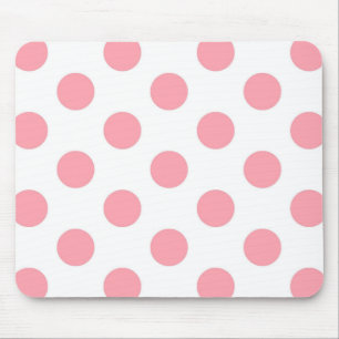 Roze Polka Dots Patroon op Wit Meisje Muismat