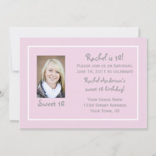 Roze Polka Dots Sweet 16 Birthday Invitation Kaart