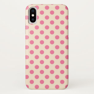 Roze polka-punten op crème iPhone x hoesje