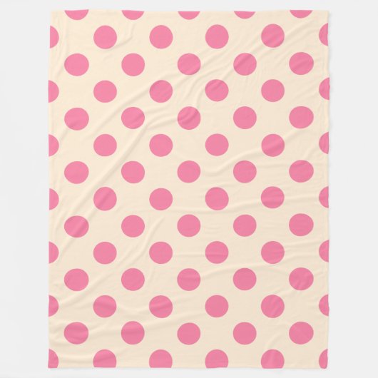 Roze polka-punten op crème fleece deken (Voorkant)