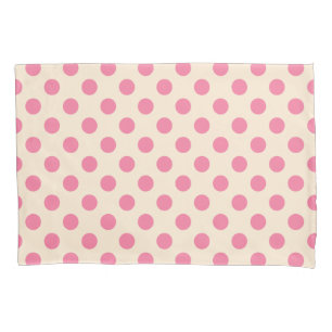 Roze polka-punten op crème kussensloop