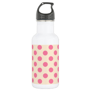 Roze polka-punten op crème waterfles