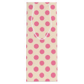 Roze polka-punten op crème wijn cadeautas (Achterkant)