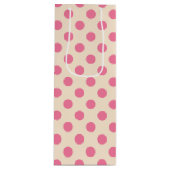 Roze polka-punten op crème wijn cadeautas (Voorkant)