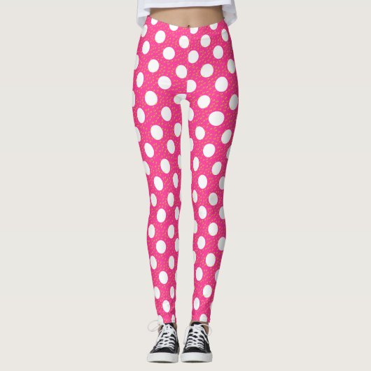 Roze Polka-stippen Leggings (Voorkant)
