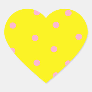 Roze polka-stippen op geel hart sticker