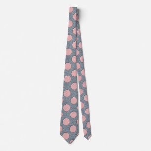Roze polka stippen op grijs leerprint stropdas
