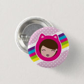 roze polka stipt lilith ' s ronde button 3,2 cm (Voorkant /achterkant)