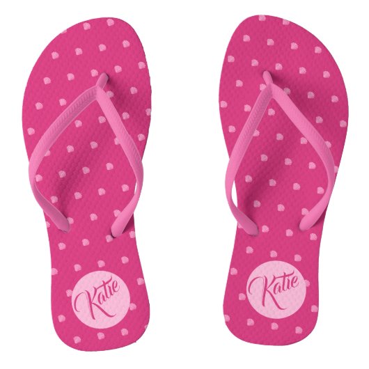 Roze Polkadots-Seashells- Teenslippers (Voetbed)