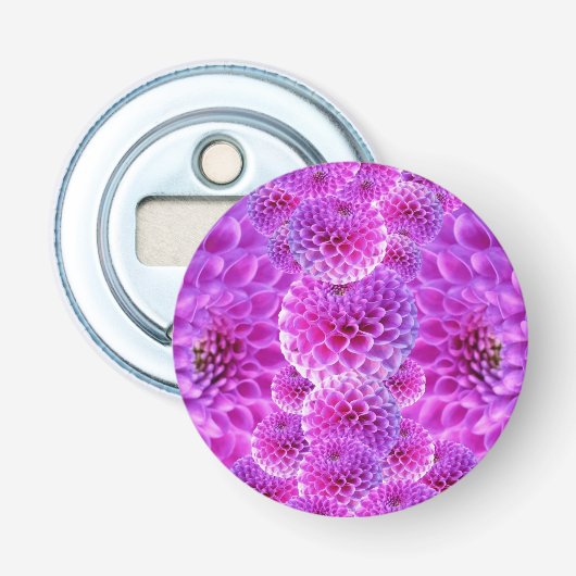 Roze Pom Dahlia Flowers Button Flesopener (Voorkant)