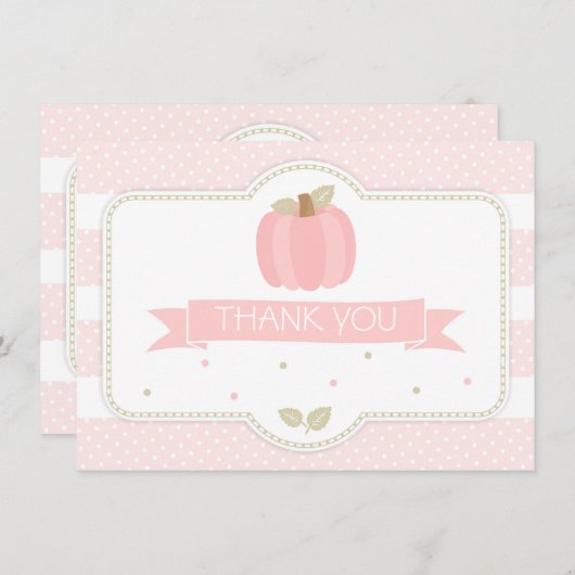 Roze pomkin Baby shower Dank u wel Bedankkaart (Voorkant / Achterkant)