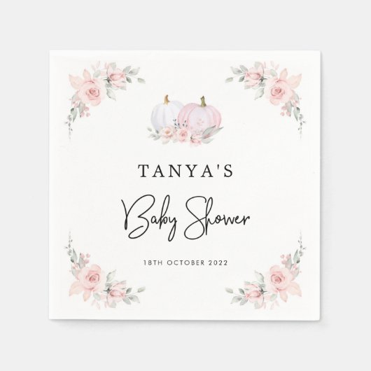 Roze pomkin Baby shower Napkin Servet (Voorkant)