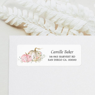 Roze pomkin Baby shower Return Address Label