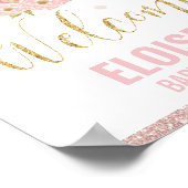 Roze pomkin Baby shower Welkomstteken Poster (Hoek)