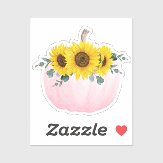 Roze pomkin en zonnebloem sticker (Vel)
