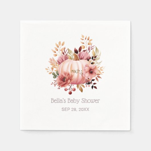 Roze pomkin Floral Baby shower Servet (Voorkant)