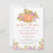 Roze pomkin Floral Baby shower Uitnodiging (Voorkant)