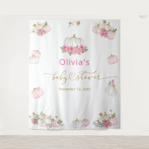 Roze pomkin Floral Baby shower Wandkleed