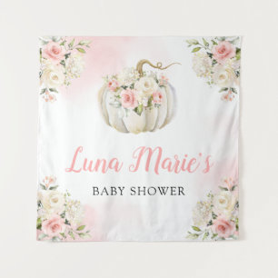 Roze pomkin Floral Girl Baby shower Achtergrond Wandkleed